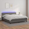 vidaXL Cama box spring colch&oacute;n y LED cuero sint&eacute;tico gris 160x200 cm