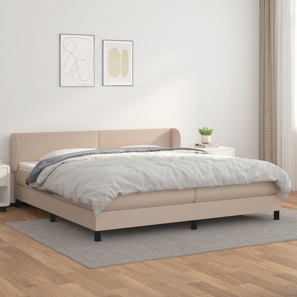 vidaXL Cama box spring con colch&oacute;n cuero sint&eacute;tico capuchino 200x200cm