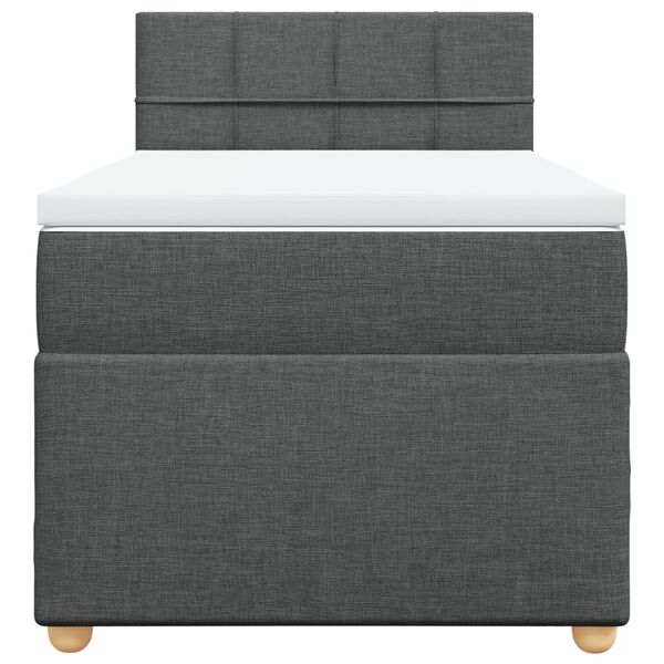 vidaXL Cama box spring con colch&oacute;n tela gris oscuro 100x200 cm