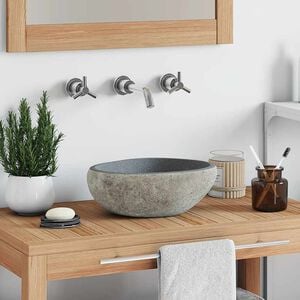 vidaXL Lavabo ovalado piedra de r&iacute;o (29-38)x(24-31) cm