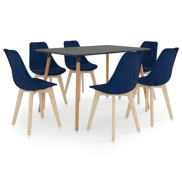 vidaXL Juego de comedor 7 piezas azul