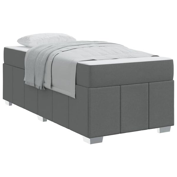 vidaXL Estructura de cama con colchón Gris oscuro 90 x 190 cm tela