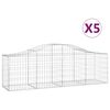 vidaXL Cestas de gaviones 5 uds forma de arco hierro 200x50x60/80 cm