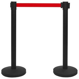 vidaXL Barrera de cinta tipo aeropuerto con soportes acero negro