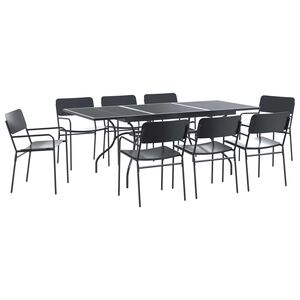 vidaXL Conjunto de Comedor de Jard&iacute;n 9 uds. Gris antracita Acero