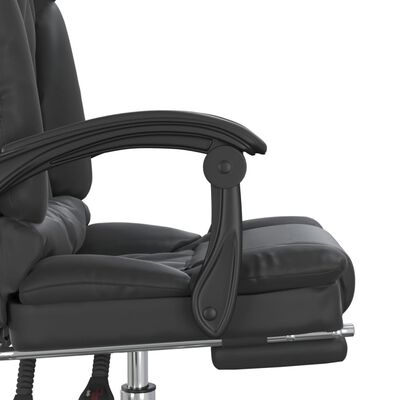 vidaXL Silla de oficina reclinable masaje cuero sintético negro