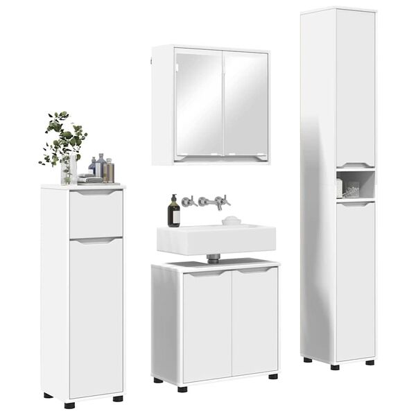 vidaXL Juego de muebles de ba&ntilde;o con caj&oacute;n 4 pcs Madera contrachapada