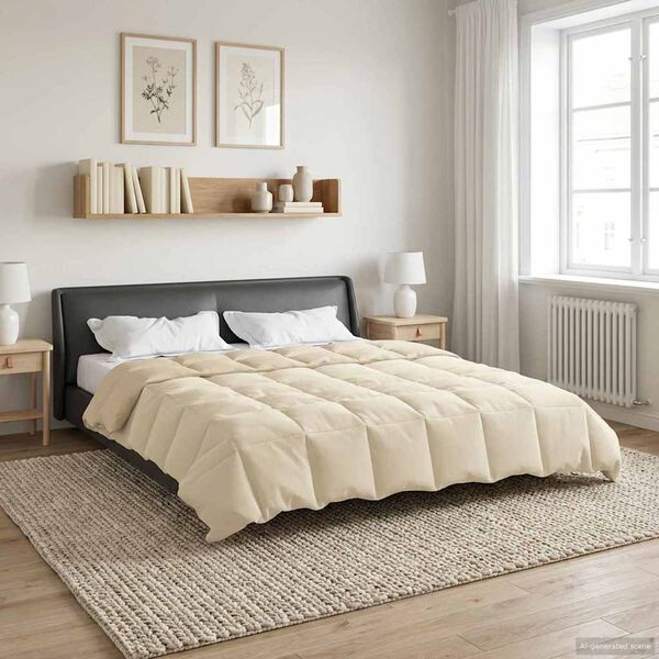 vidaXL Edred&oacute;n de Invierno Acolchado Crema 220 x 260 cm Microfibra