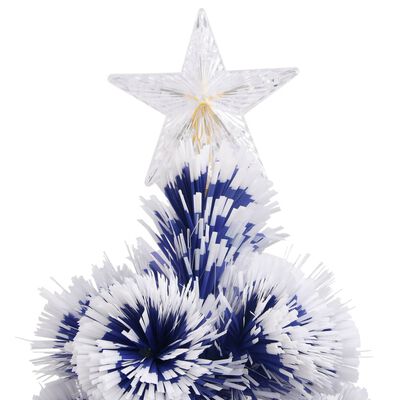vidaXL Árbol de Navidad con luces fibra óptica blanco y azul 180 cm