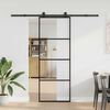 vidaXL Puerta corredera con set herrajes vidrio ESG aluminio 76x205 cm