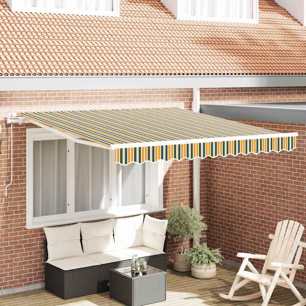 vidaXL Toldo Retr&aacute;ctil Manual Verde y amarillo 350 x 250 cm tela