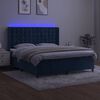 vidaXL Cama box spring colch&oacute;n y LED terciopelo azul oscuro 180x200 cm