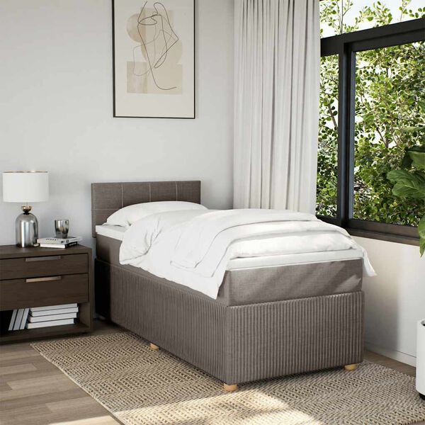 vidaXL Cama box spring con colch&oacute;n tela gris taupe 100x200 cm
