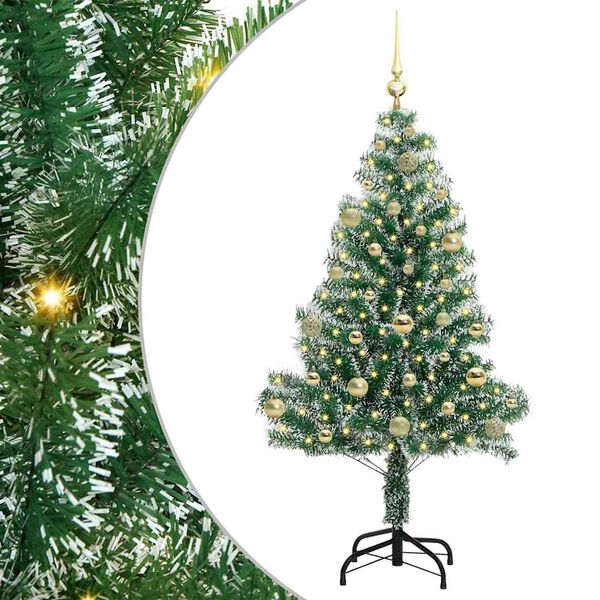 vidaXL Árbol de Navidad Artificial Nevado con Luz LED Verde y 150 cm