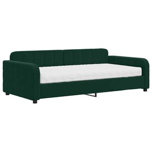 vidaXL Sof&aacute; cama con colch&oacute;n terciopelo verde oscuro 100x200 cm