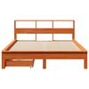 vidaXL Cama con estanter&iacute;a sin colch&oacute;n madera maciza marr&oacute;n 140x200 cm