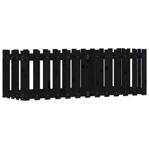 vidaXL Arriate elevado jard&iacute;n con valla madera pino negro 150x50x50cm