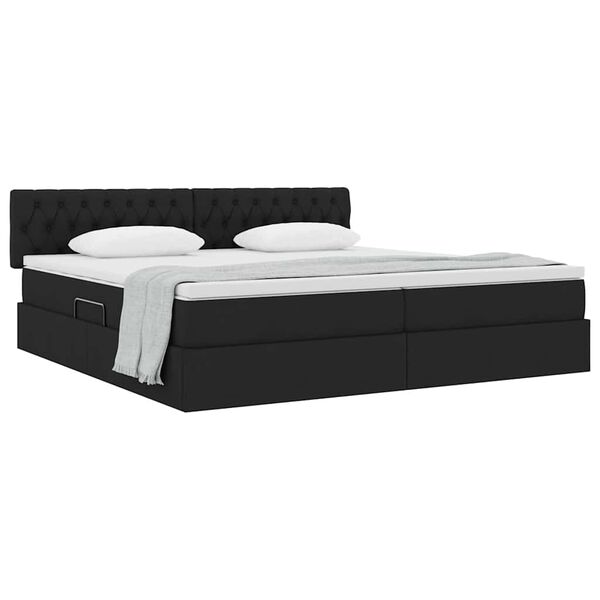 vidaXL Cama con almacenamiento y colch&oacute;n Negro 200 x 200 cm