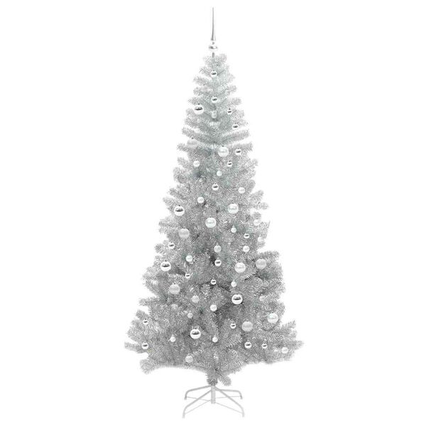 vidaXL &Aacute;rbol de Navidad con 300 LED con soporte Plateado 210 cm PET