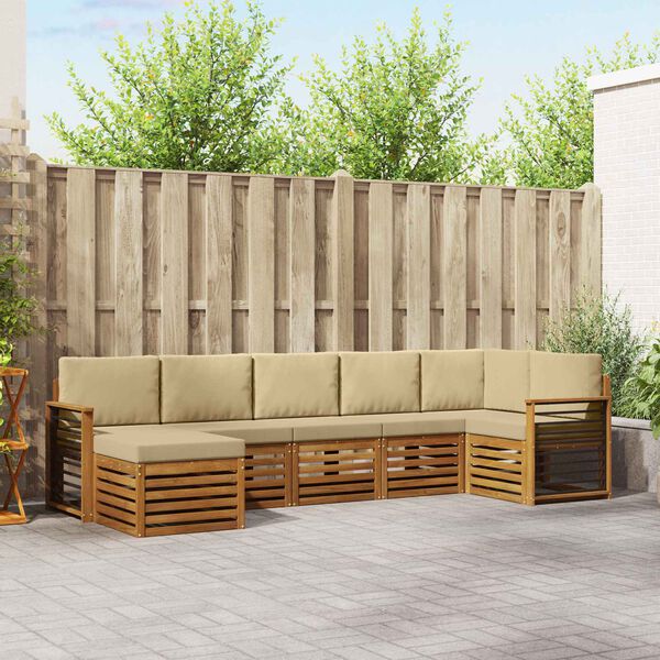 vidaXL Conjunto de Sof&aacute; Seccional con coj&iacute;n 7 pcs Natural y Beige