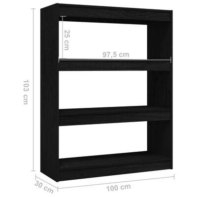 vidaXL Estantería divisor de espacios madera pino negro 100x30x103 cm