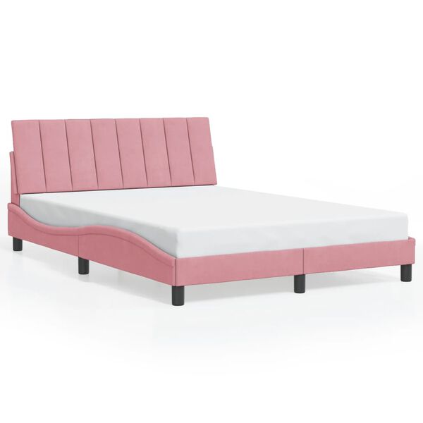 vidaXL Estructura de cama sin colch&oacute;n Hanko terciopelo rosa 140x190 cm
