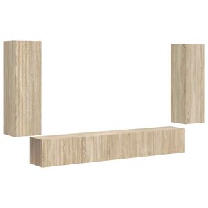 vidaXL Conjunto de mueble para TV de pared 4 pcs Roble Sonoma