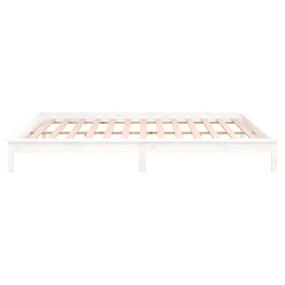 vidaXL Estructura de cama con LED madera maciza blanca 160x200 cm