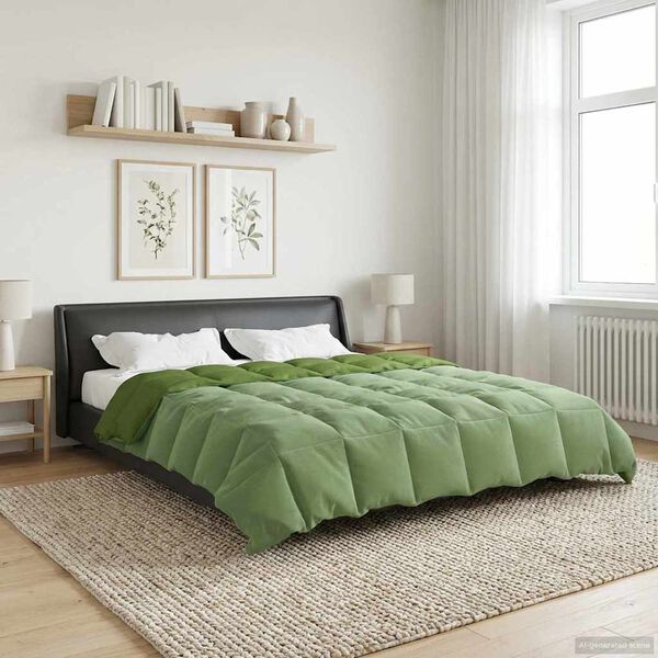 vidaXL Edred&oacute;n de Invierno Acolchado Verde 200 x 200 cm Microfibra