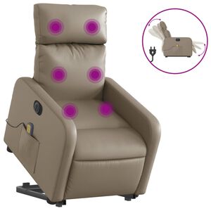 vidaXL Sill&oacute;n reclinable de masaje el&eacute;ctrico cuero sint&eacute;tico capuchino