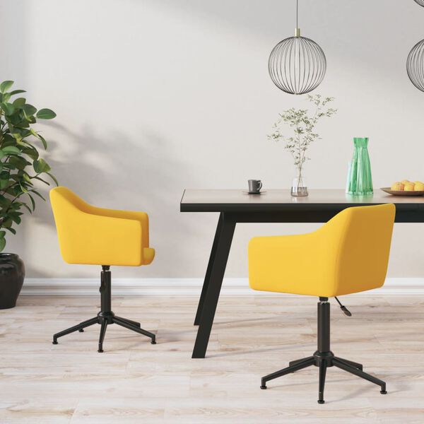 vidaXL Sillas de comedor giratorias 2 uds terciopelo amarillo