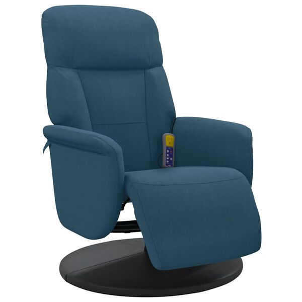 vidaXL Sill&oacute;n reclinable de masaje con reposapi&eacute;s terciopelo azul