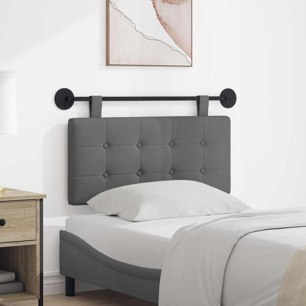 vidaXL Cabecera Colgante Gris oscuro 90 x 55 x 5 cm tela