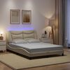 vidaXL Estructura de cama con LED sin colch&oacute;n Hvar tela color crema 140x190 cm