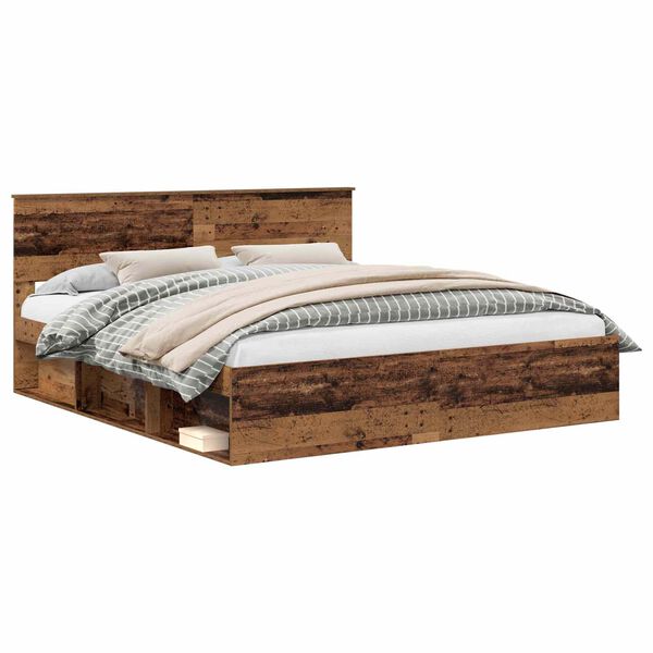 vidaXL Estructura de cama con cabecera Madera vieja 200 x 200 cm