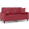 vidaXL Sof&aacute; de 2 plazas con cojines cuero sint&eacute;tico rojo tinto 140 cm