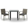 vidaXL Set comedor jard&iacute;n 3 pzas y cojines rat&aacute;n sint&eacute;tico negro gris