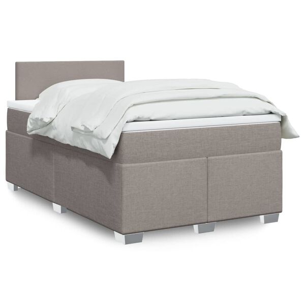 vidaXL Cama box spring con colch&oacute;n tela gris taupe 120x190 cm
