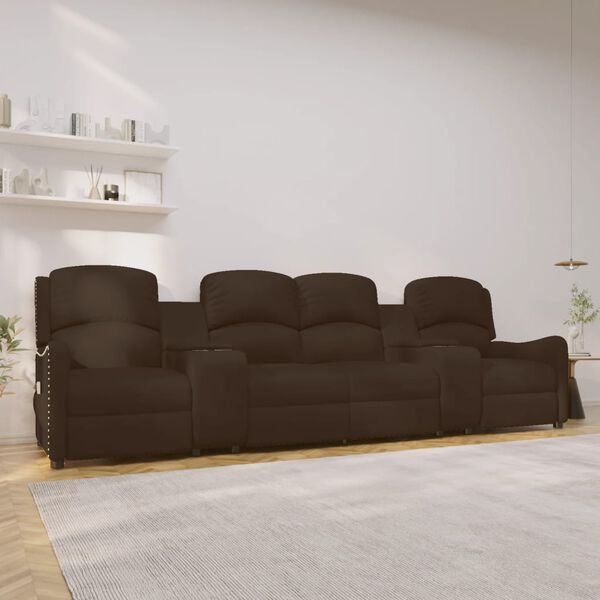 vidaXL Sillón reclinable masaje 4 plazas y portavasos cuero PE marrón