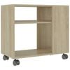 vidaXL Mesa auxiliar de madera contrachapada color roble 70x35x60,5 cm