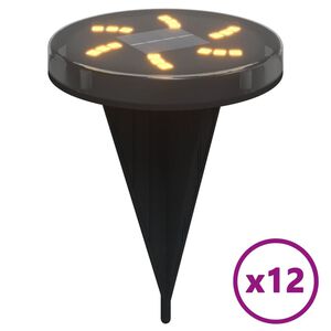 vidaXL Luces solares suelo jard&iacute;n con pico tierra blanco c&aacute;lido 12 uds