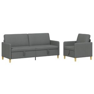 vidaXL Juego de Sof&aacute;s con Almacenamiento 2 uds. Gris oscuro Poli&eacute;ster