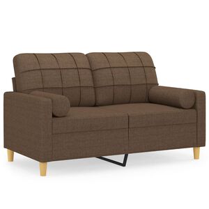 vidaXL Sof&aacute; de 2 plazas con cojines tela marr&oacute;n 120 cm