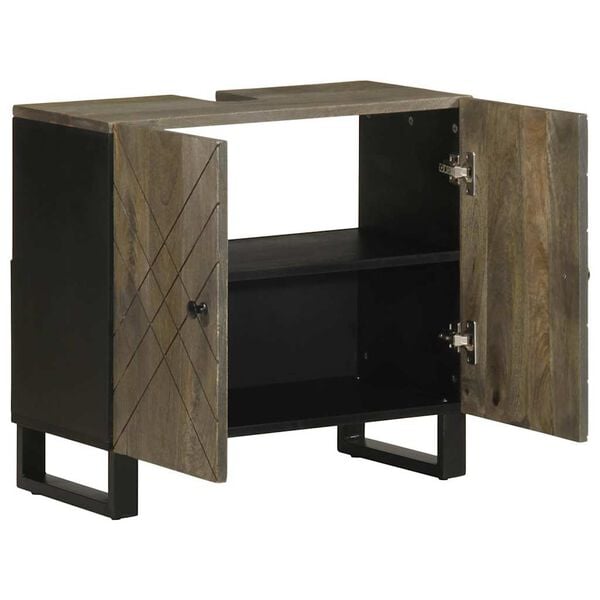vidaXL Mueble para lavabo de madera maciza de mango negro 62x33x58 cm