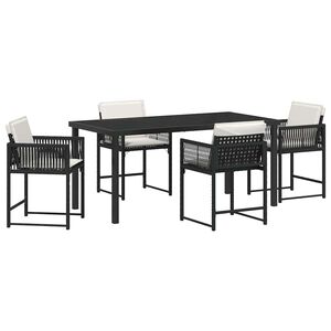 vidaXL Conjunto de Comedor de Jard&iacute;n 5 pcs Negro rat&aacute;n sint&eacute;tico