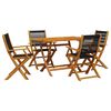 vidaXL Set de comedor jard&iacute;n 5 pzas polipropileno madera maciza negro