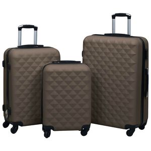 vidaXL Juego de maletas r&iacute;gidas con ruedas 3 piezas ABS marr&oacute;n