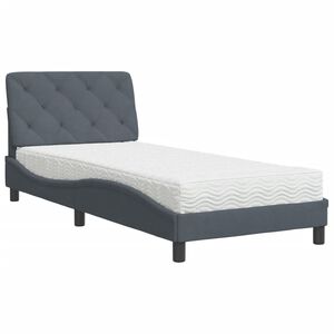 vidaXL Cama con colch&oacute;n terciopelo gris oscuro 80x200 cm