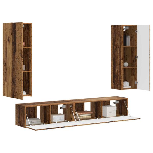 vidaXL Conjunto de mueble de TV Montaje en la pared 3 pcs Madera vieja