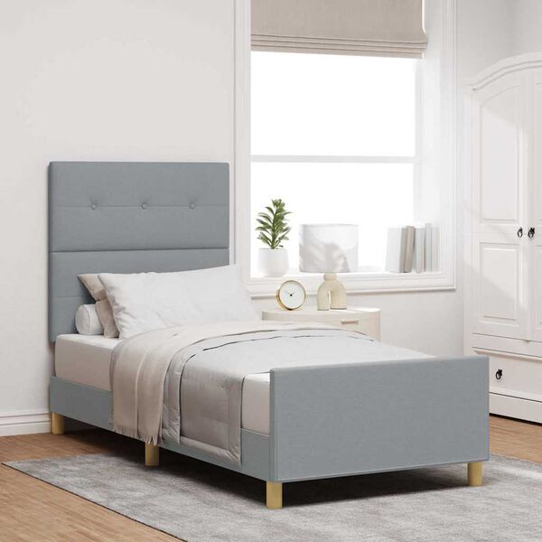 vidaXL Estructura de cama con cabecera Gris claro 80 x 200 cm tela